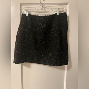 Tweed Black Mini Skirt with Gold Flecks